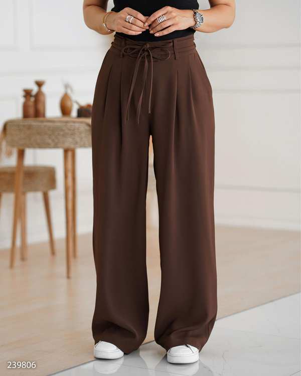 شلوار بگ زنانه کرپ قهوه ای السانا Elsana مدل آرکیا کد 2398