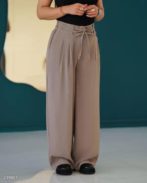 شلوار بگ زنانه کرپ شکلاتی السانا Elsana مدل آرکیا کد 2398