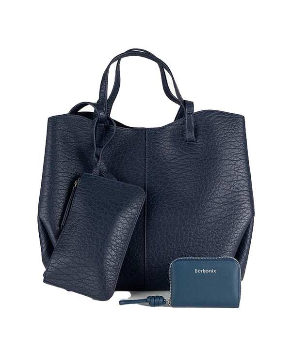 کیف دستی چرم زنانه سرمه ای برتونیکس Berttonix کد R-25001 به همراه جاکارتی