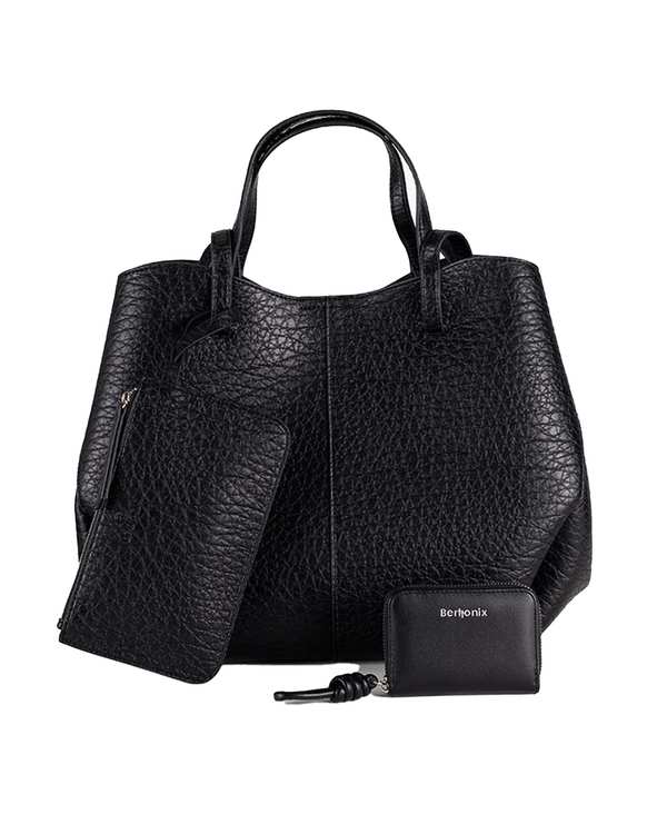 کیف دستی چرم زنانه مشکی برتونیکس Berttonix کد R-25001 به همراه جاکارتی
