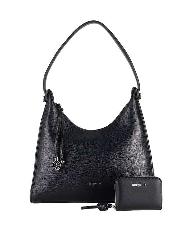 کیف دستی چرم زنانه مشکی برتونیکس Berttonix کد R-25003 به همراه جاکارتی