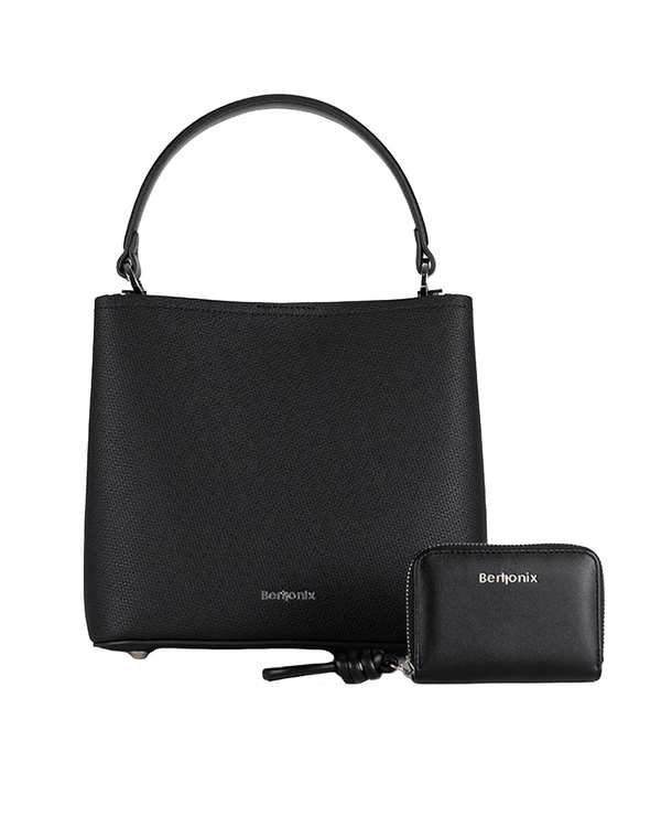 کیف دستی چرم زنانه مشکی برتونیکس Berttonix کد R-25002 به همراه جاکارتی