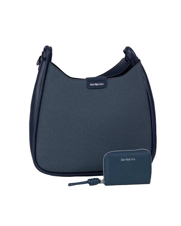 کیف دوشی زنانه سرمه ای برتونیکس Berttonix کد R-25006 به همراه جاکارتی