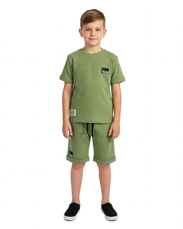 ست تیشرت و شلوارک بچگانه بیسکوییتی سبز لئو کیدز Leo Kids کد 2-6820