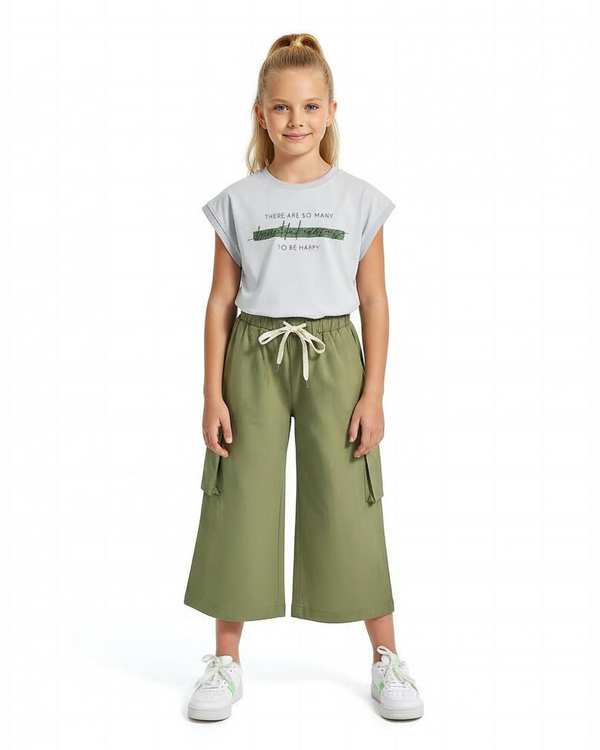 ست تیشرت و شلوار دخترانه سبز لئو کیدز Leo Kids کد 2-6830