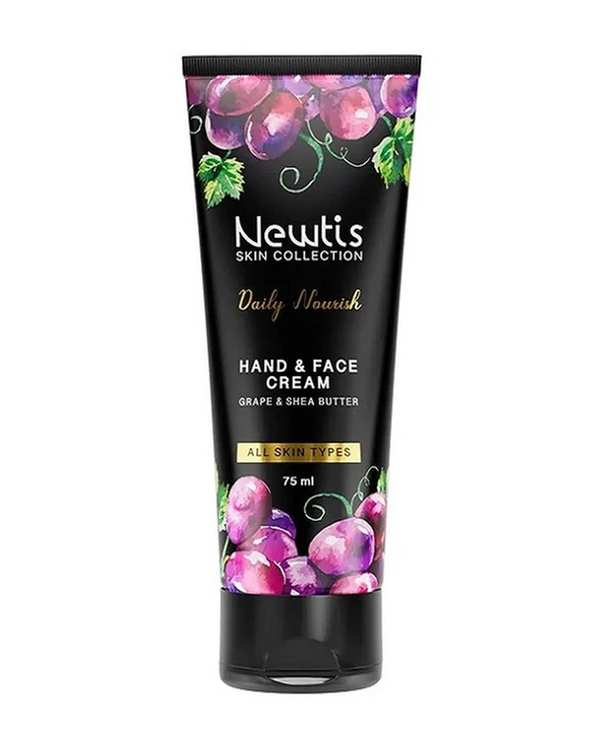 کرم مرطوب کننده دست و صورت نیوتیس Newtis مناسب انواع پوست حاوی عصاره انگور و شی باتر حجم ۷۵ml
