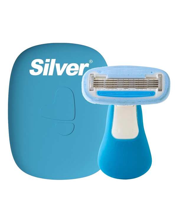 خودتراش زنانه 5 لبه آبی سیلور Silver مدل Gloria5 GO دسته با 3 تیغ یدک و هاردکیس