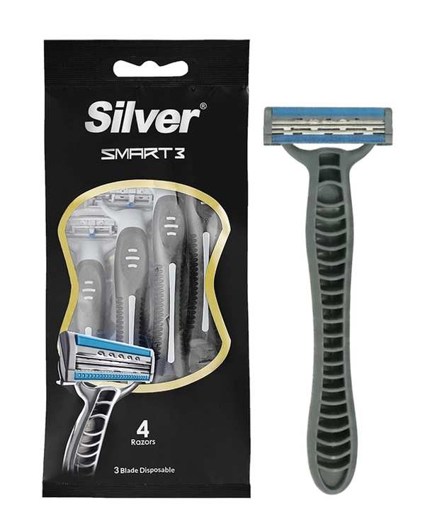 خودتراش 3 لبه سیلور Silver مدل Smart3 بسته 4 عددی