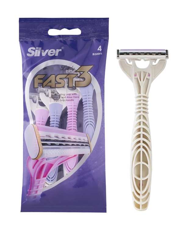 خودتراش زنانه 3 لبه سیلور Silver مدل Fast3 بسته 4 عددی