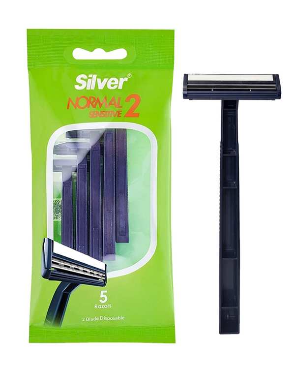 خودتراش 2 لبه سیلور Silver مدل Normal2 Sensitive بسته 5 عددی