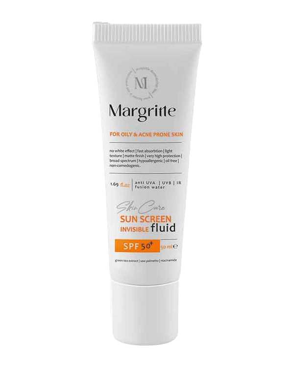 فلوئید ضد آفتاب بی رنگ SPF50 مارگریت مناسب پوست چرب و مستعد آکنه حجم 50ml