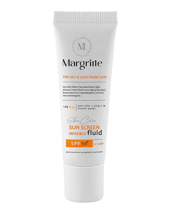 فلوئید ضد آفتاب بی رنگ SPF50 مارگریت Margritte مناسب پوست نرمال تا خشک حجم 50ml