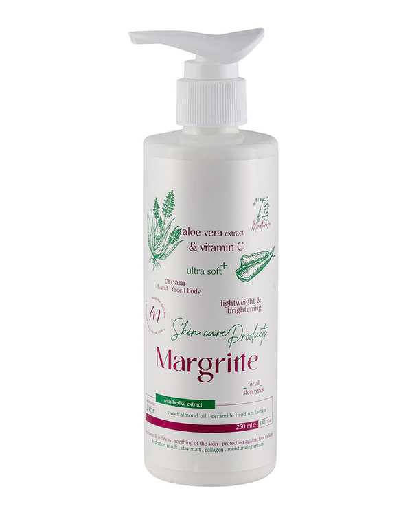 کرم مرطوب کننده و آبرسان مارگریت Margritte حاوی عصاره آلوئه ورا و ویتامین C حجم 250ml