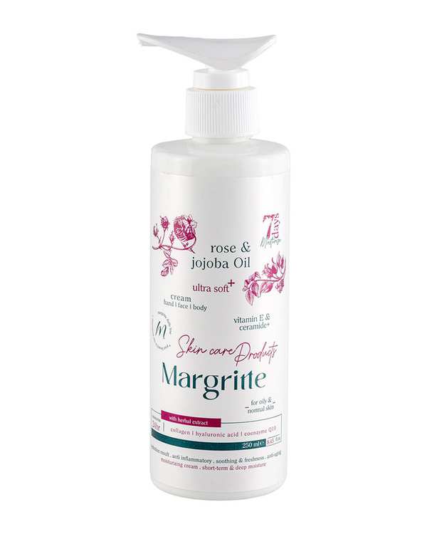 کرم مرطوب کننده و آبرسان مارگریت Margritte حاوی گل رز و جوجوبا حجم 250ml