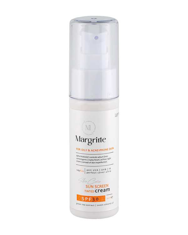 کرم ضد آفتاب رنگی SPF30 مارگریت Margritte مناسب پوست چرب و مستعد آکنه بژ روشن حجم 50ml