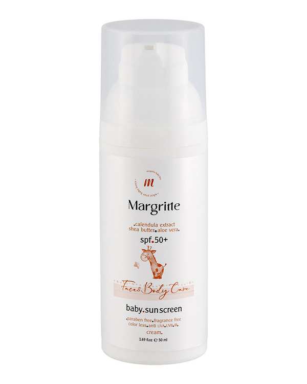کرم ضد آفتاب بی رنگ کودک SPF50 مارگریت Margritte مناسب انواع پوست حجم 50ml
