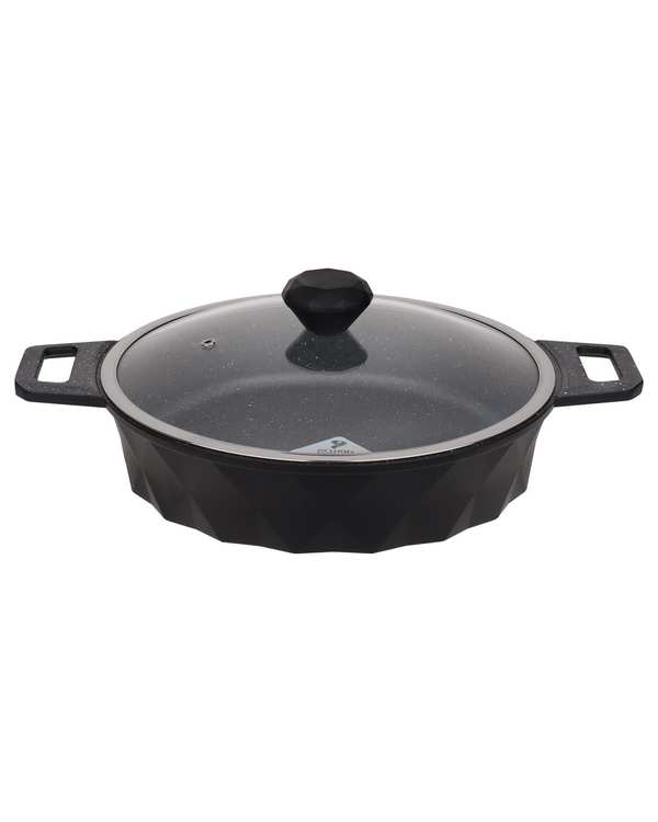 تابه دو دسته مشکی تکنو Tecno مدل دایموند سایز 28