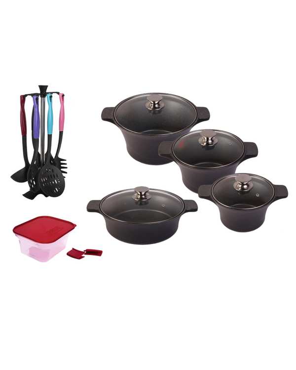 سرویس قابلمه 18 پارچه مشکی تکنو Tecno مدل آناهیتا