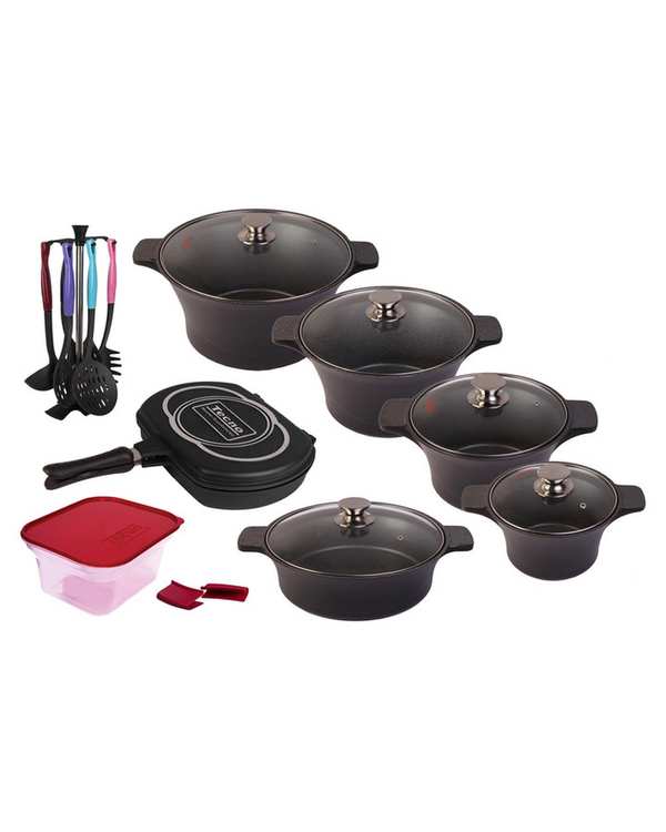 سرویس قابلمه 22 پارچه مشکی تکنو Tecno مدل آناهیتا