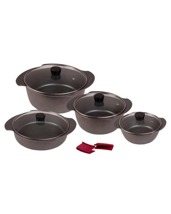 سرویس قابلمه 10 پارچه طوسی تکنو Tecno مدل پروانه