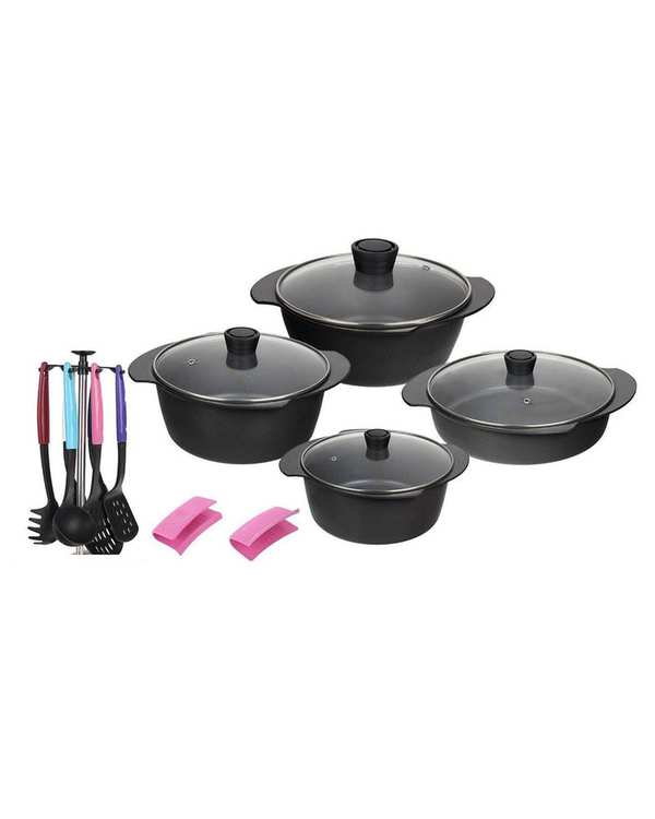 سرویس قابلمه 17 پارچه مشکی تکنو Tecno مدل پروانه