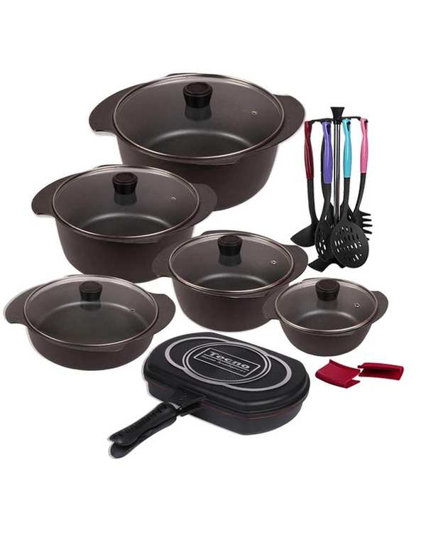 سرویس قابلمه 21 پارچه مشکی تکنو Tecno مدل پروانه