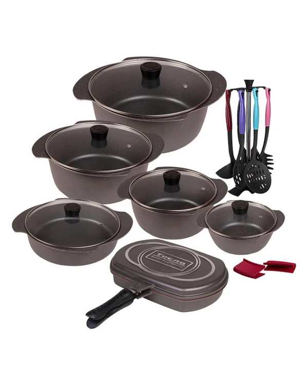 سرویس قابلمه 21 پارچه طوسی تکنو Tecno مدل پروانه