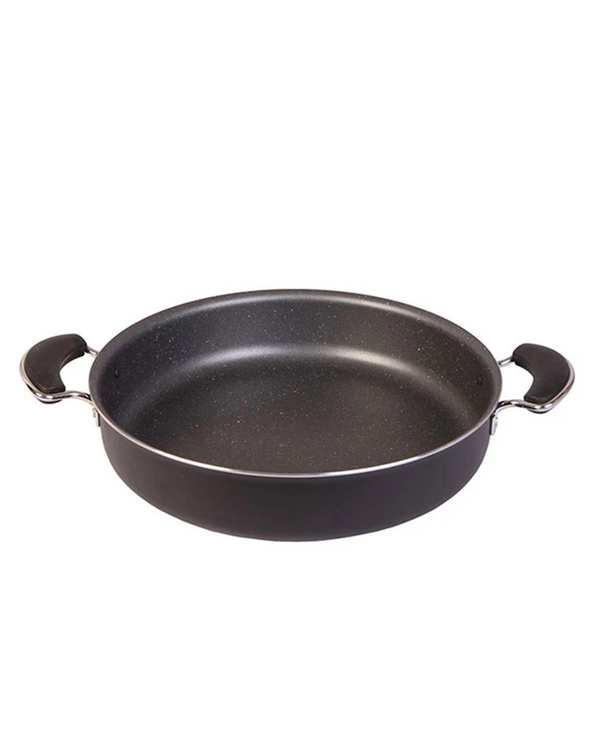 تابه دو دسته مشکی بدون درب تکنو Tecno مدل آنتیک سایز 24