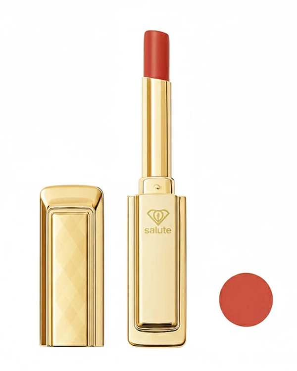 رژ لب جامد براق سالوته پرو Salute مدل اسلیم رنگ قرمز آجری شماره S 942