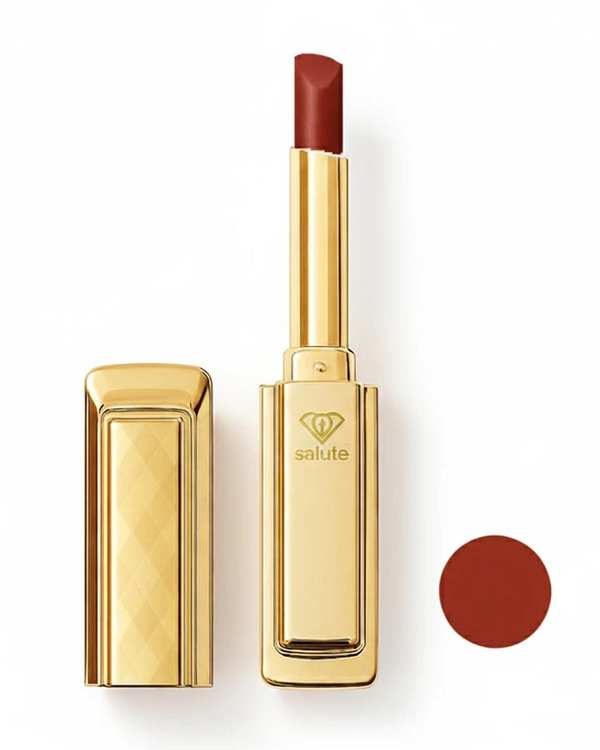 رژ لب جامد براق سالوته پرو Salute مدل اسلیم رنگ قهوه ای به شماره S 947