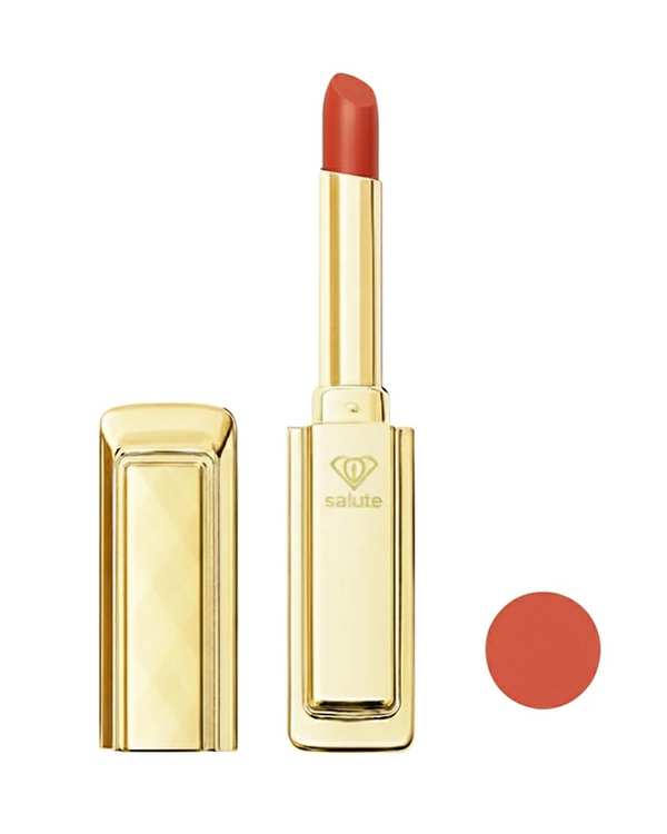 رژ لب جامد براق سالوته پرو Salute مدل اسلیم شاین دار رنگ نارنجی شماره S 949