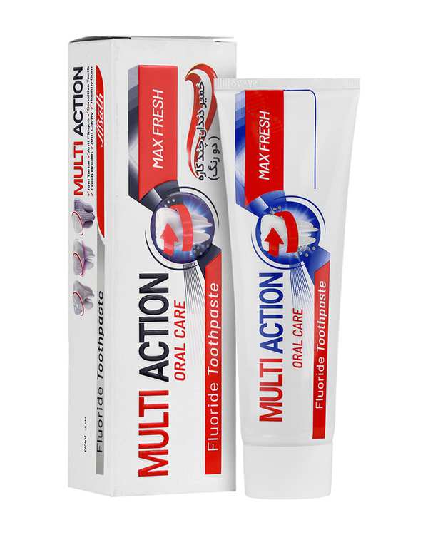 خمیردندان چند کاره دو رنگ بس مولتی اکشن Oral care وزن 100 گرم