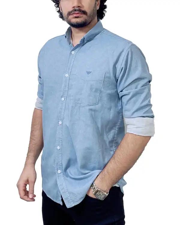 پیراهن مردانه آبی روشن دیورسو Diverso مدل اندیگو کد 4869