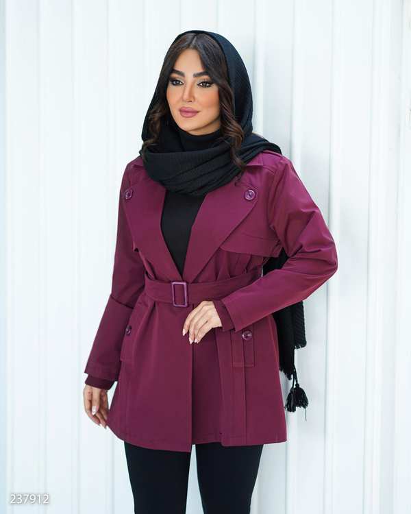 بارانی زنانه بادمجانی مدل دیارا السانا Elsana کد 2379