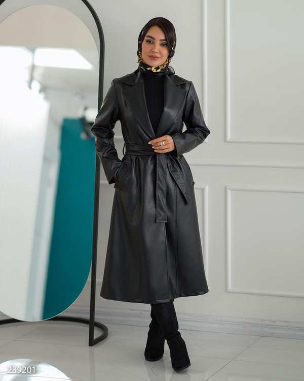 پالتو چرم زنانه مشکی مدل راوین السانا Elsana کد 2392