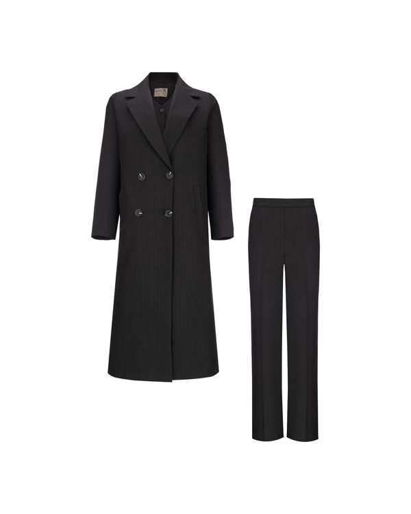 ست مانتو بلند و شلوار و جلیقه زنانه دیپلمات مشکی مدل سمیناز السانا Elsana کد 2405