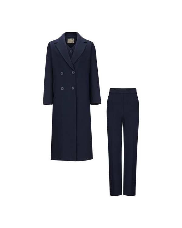 ست مانتو بلند و شلوار و جلیقه زنانه دیپلمات سرمه ای مدل سمیناز السانا Elsana کد 2405