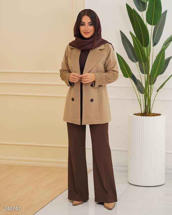 پالتو زنانه نسکافه ای مدل کایان السانا Elsana کد 2407