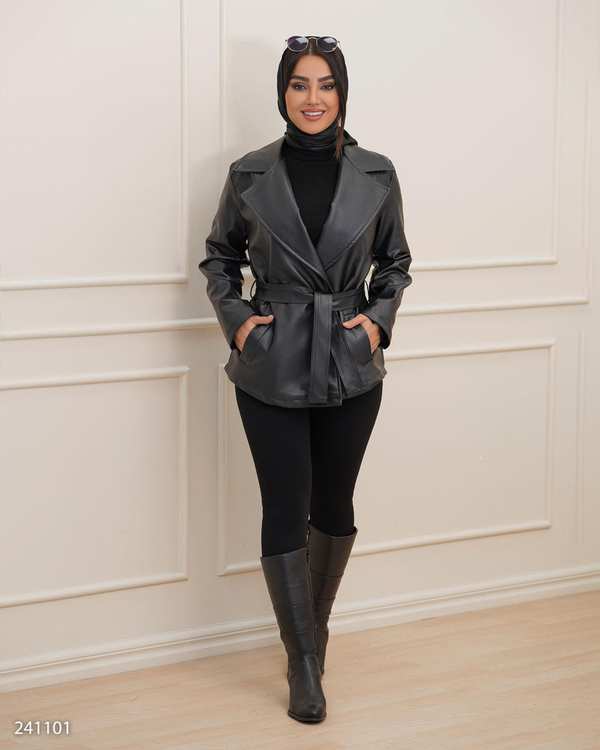 کت چرم زنانه مشکی مدل جانیس السانا Elsana کد 2411