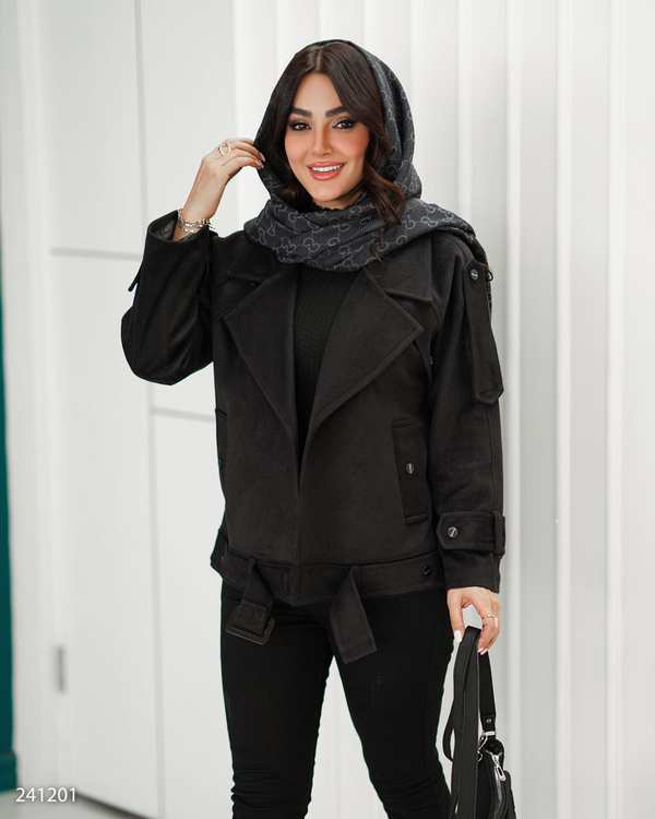 پالتو زنانه مشکی مدل شادلین السانا Elsana کد 2412