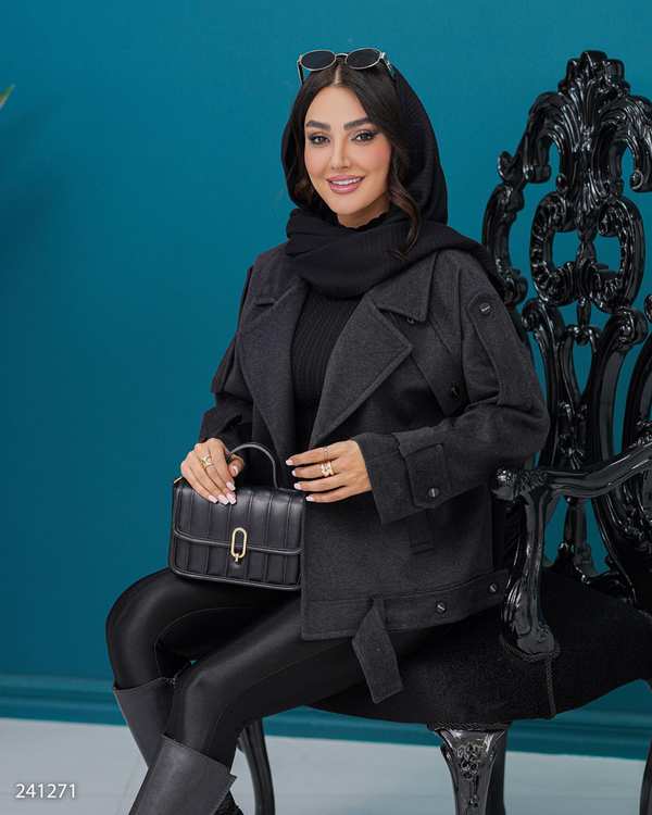 پالتو زنانه زغالی مدل شادلین السانا Elsana کد 2412