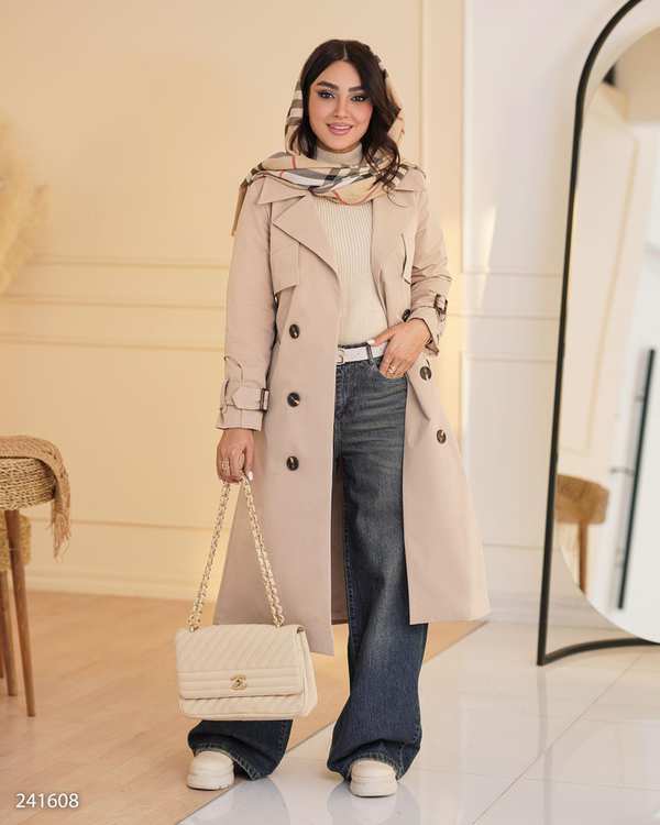 بارانی بلند زنانه کرم مدل رامسین السانا Elsana کد 2416