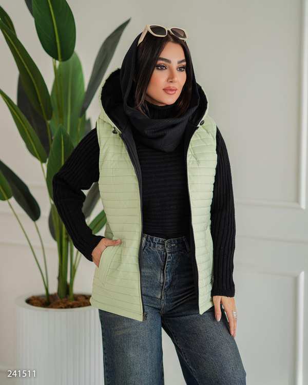 پافر زنانه دورو سبز پسته ای مدل بهرانوش السانا Elsana کد 2415