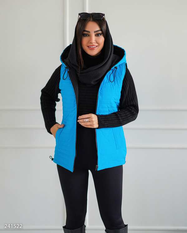 پافر زنانه دورو آبی روشن مدل بهرانوش السانا Elsana کد 2415