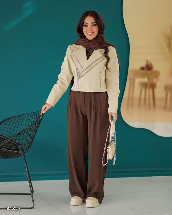 کت کراپ زنانه نخودی مدل رازیان السانا Elsana کد 2418