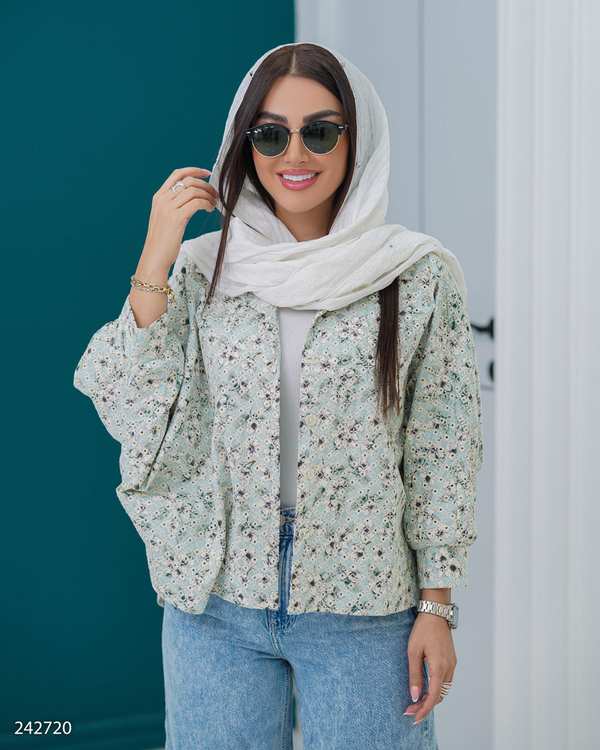 شومیز زنانه خامه دوزی سبزآبی مدل آوانا السانا Elsana کد 2427