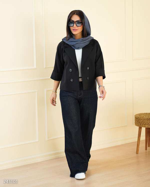 کت کراپ زنانه مشکی مدل نور السانا Elsana کد 2431