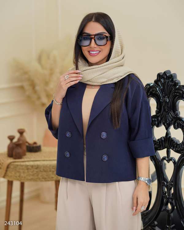 کت کراپ زنانه سرمه ای مدل نور السانا Elsana کد 2431