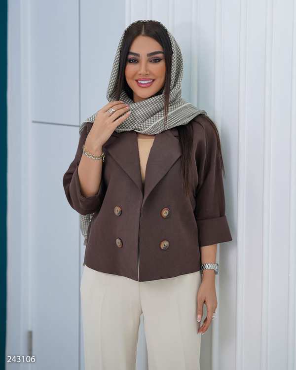 کت کراپ زنانه قهوه ای مدل نور السانا Elsana کد 2431