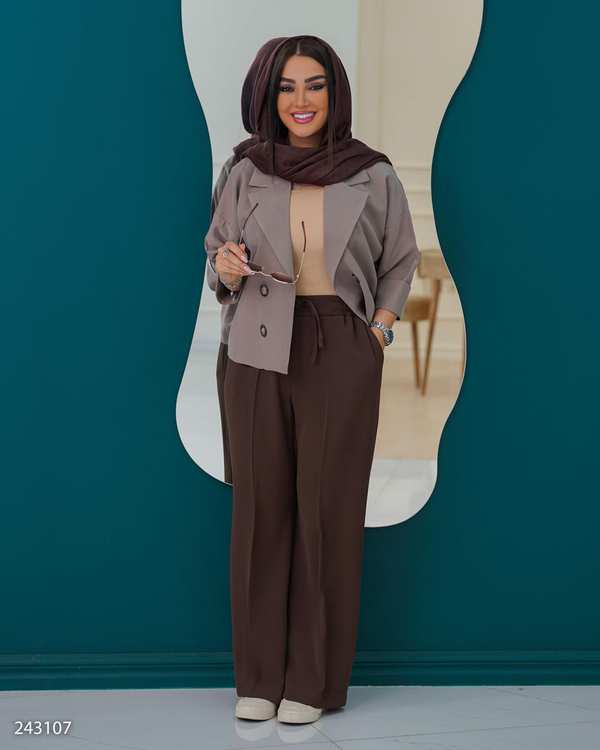 کت کراپ زنانه شکلاتی مدل نور السانا Elsana کد 2431